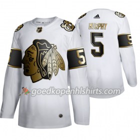 Chicago Blackhawks Connor Murphy 5 Adidas 2019-2020 Golden Edition Wit Authentic Shirt - Mannen